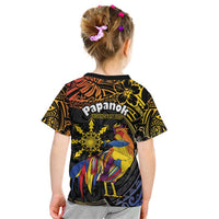 Philippines Sarimanok Kid T Shirt Papanok Legendary Bird Okir Polynesian Pattern LT14 - Polynesian Pride