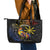 Philippines Sarimanok Leather Tote Bag Papanok Legendary Bird Okir Polynesian Pattern