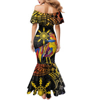 Philippines Sarimanok Mermaid Dress Papanok Legendary Bird Okir Polynesian Pattern LT14 - Polynesian Pride