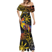 Philippines Sarimanok Mermaid Dress Papanok Legendary Bird Okir Polynesian Pattern LT14 - Polynesian Pride