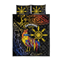 Philippines Sarimanok Quilt Bed Set Papanok Legendary Bird Okir Polynesian Pattern LT14 - Polynesian Pride