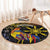 Philippines Sarimanok Round Carpet Papanok Legendary Bird Okir Polynesian Pattern