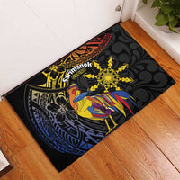 Philippines Sarimanok Rubber Doormat Papanok Legendary Bird Okir Polynesian Pattern LT14 - Polynesian Pride