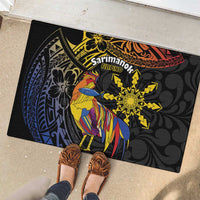 Philippines Sarimanok Rubber Doormat Papanok Legendary Bird Okir Polynesian Pattern LT14 - Polynesian Pride