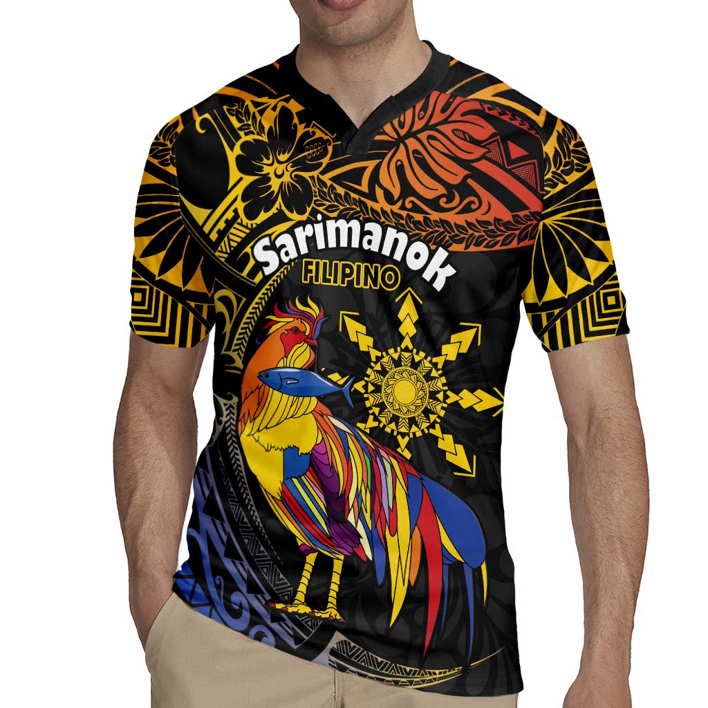 Philippines Sarimanok Rugby Jersey Papanok Legendary Bird Okir Polynesian Pattern LT14 - Polynesian Pride