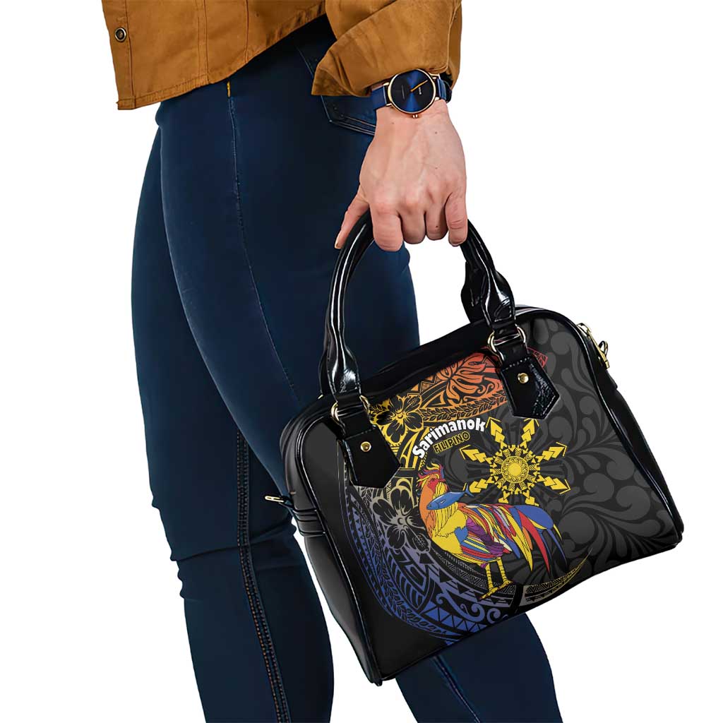 Philippines Sarimanok Shoulder Handbag Papanok Legendary Bird Okir Polynesian Pattern LT14 - Polynesian Pride