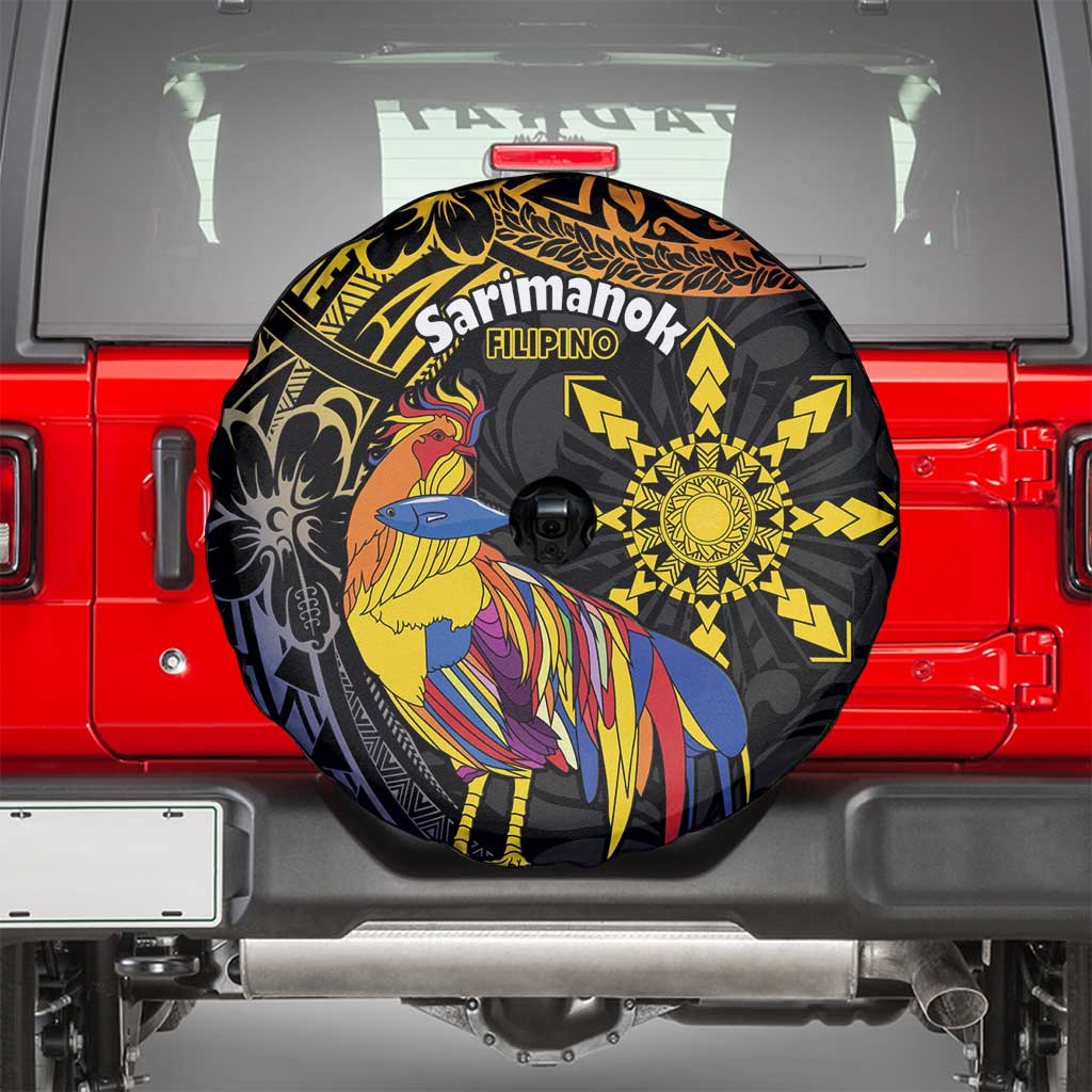 Philippines Sarimanok Spare Tire Cover Papanok Legendary Bird Okir Polynesian Pattern LT14 - Polynesian Pride