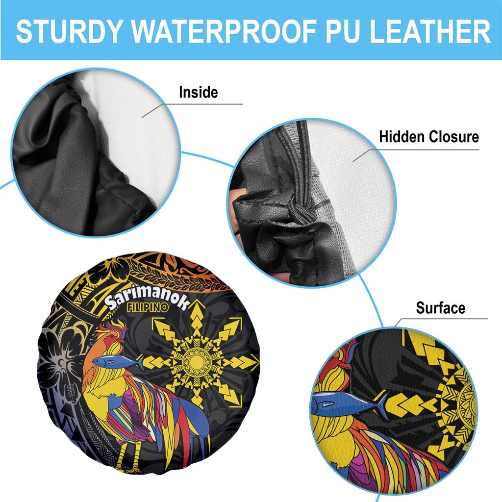 Philippines Sarimanok Spare Tire Cover Papanok Legendary Bird Okir Polynesian Pattern LT14 - Polynesian Pride