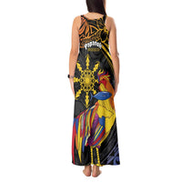 Philippines Sarimanok Tank Maxi Dress Papanok Legendary Bird Okir Polynesian Pattern LT14 - Polynesian Pride