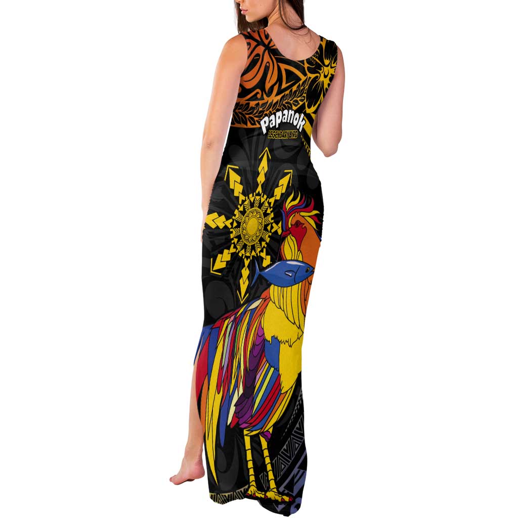 Philippines Sarimanok Tank Maxi Dress Papanok Legendary Bird Okir Polynesian Pattern LT14 - Polynesian Pride