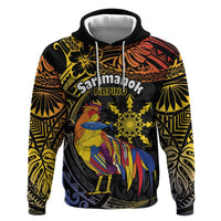 Philippines Sarimanok Zip Hoodie Papanok Legendary Bird Okir Polynesian Pattern LT14 Pullover Hoodie Black - Polynesian Pride