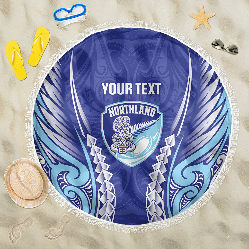 Northland 2026 Rugby Custom Beach Blanket NZ Maori Silver Fern LT14 One Size 150cm Blue - Polynesian Pride