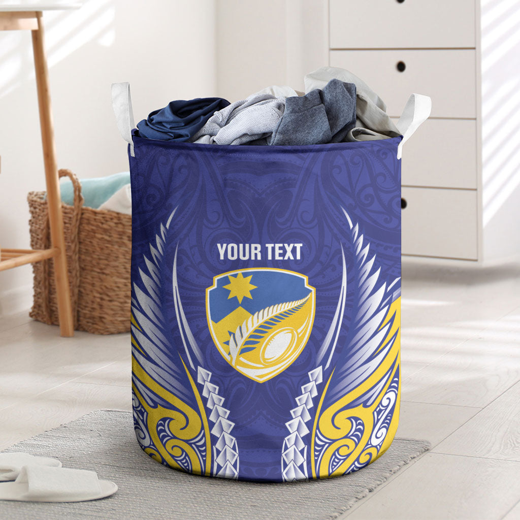 Otago 2026 Rugby Custom Laundry Basket NZ Maori Silver Fern LT14 Blue - Polynesian Pride
