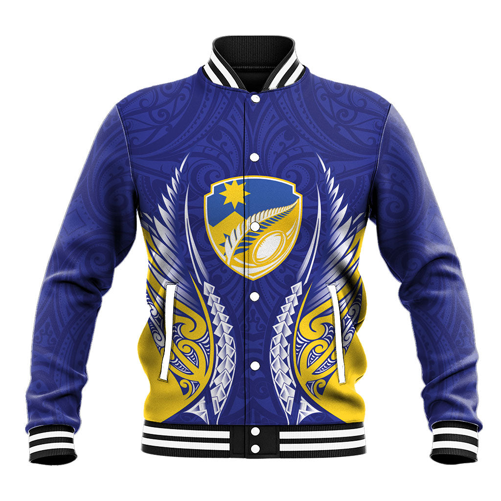 Otago 2026 Rugby Custom Baseball Jacket NZ Maori Silver Fern LT14 Unisex Blue - Polynesian Pride