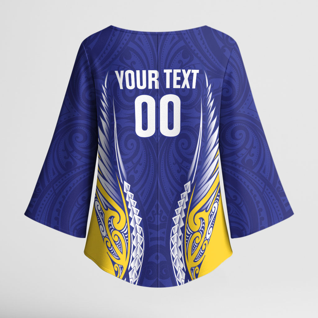 Otago 2026 Rugby Custom Kimono Sleeve Blouse NZ Maori Silver Fern LT14 - Polynesian Pride