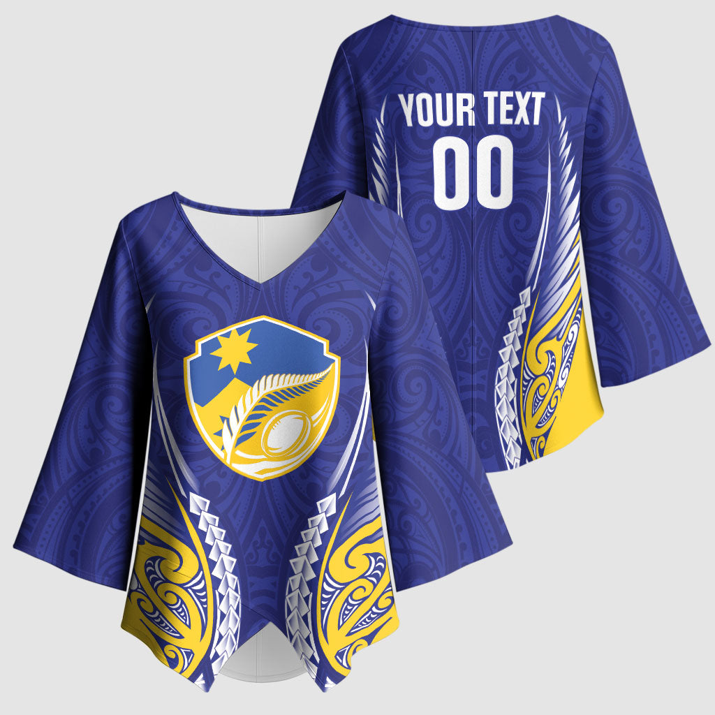 Otago 2026 Rugby Custom Kimono Sleeve Blouse NZ Maori Silver Fern LT14 - Polynesian Pride