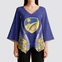 Otago 2026 Rugby Custom Kimono Sleeve Blouse NZ Maori Silver Fern LT14 - Polynesian Pride