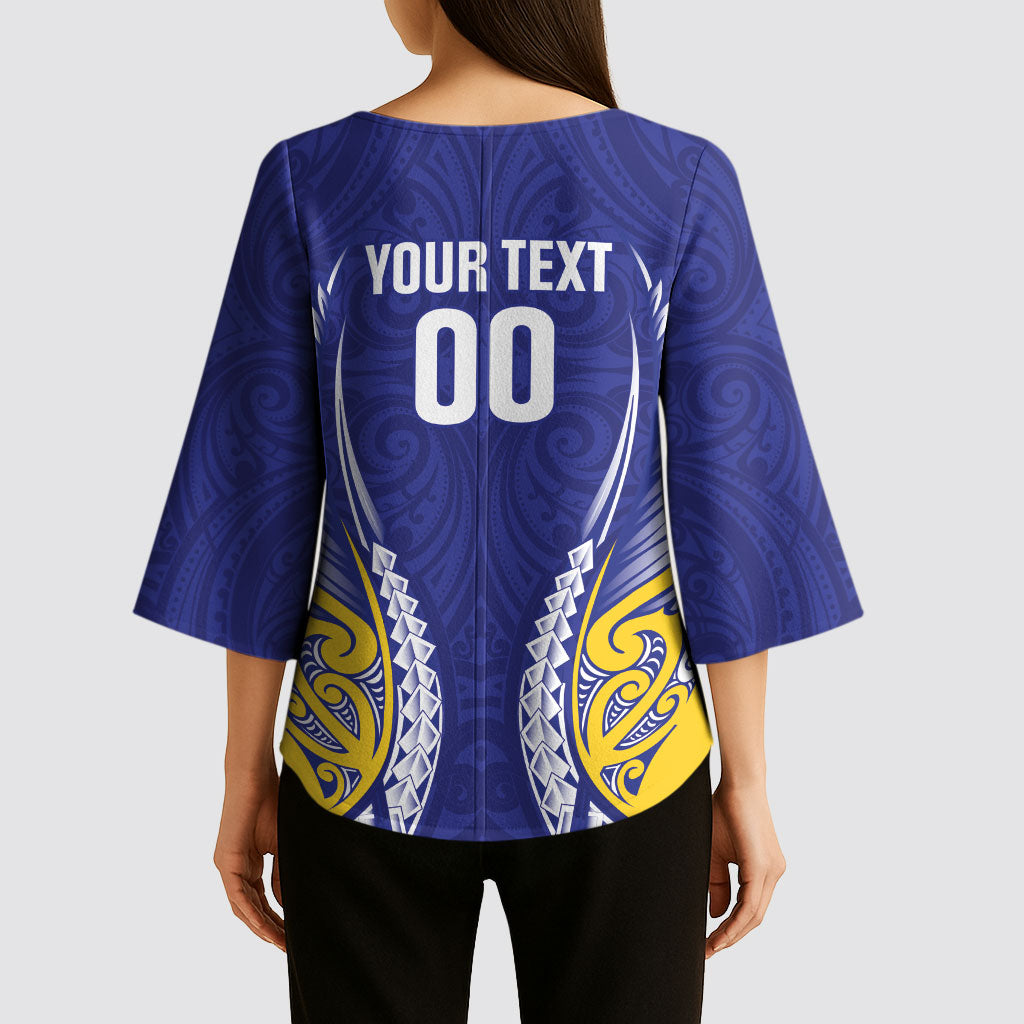 Otago 2026 Rugby Custom Kimono Sleeve Blouse NZ Maori Silver Fern LT14 - Polynesian Pride