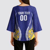 Otago 2026 Rugby Custom Kimono Sleeve Blouse NZ Maori Silver Fern LT14 - Polynesian Pride