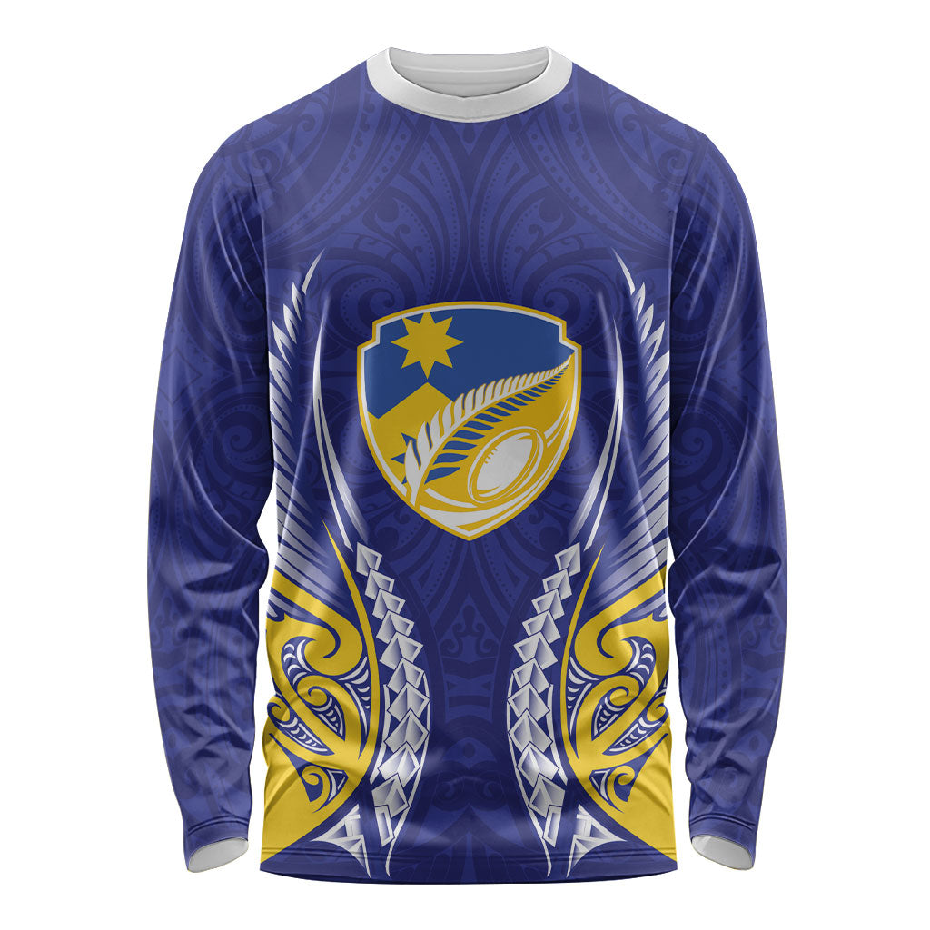 Otago 2026 Rugby Custom Long Sleeve Shirt NZ Maori Silver Fern LT14 Unisex Blue - Polynesian Pride