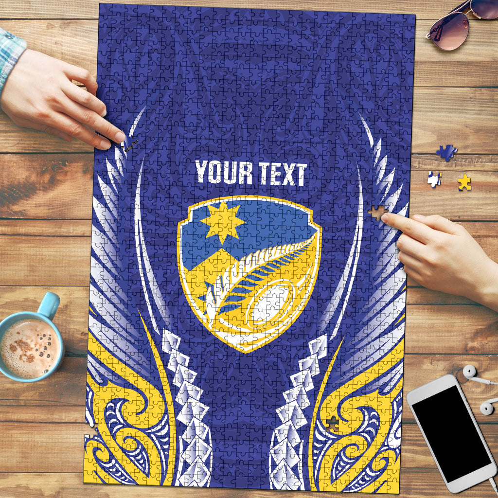 Otago 2026 Rugby Custom Puzzle NZ Maori Silver Fern LT14 Blue - Polynesian Pride