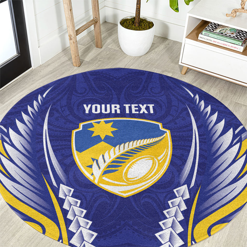 Otago 2026 Rugby Custom Round Carpet NZ Maori Silver Fern LT14 Blue - Polynesian Pride