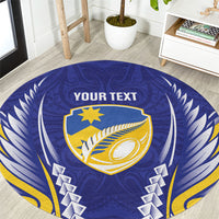 Otago 2026 Rugby Custom Round Carpet NZ Maori Silver Fern LT14 Blue - Polynesian Pride