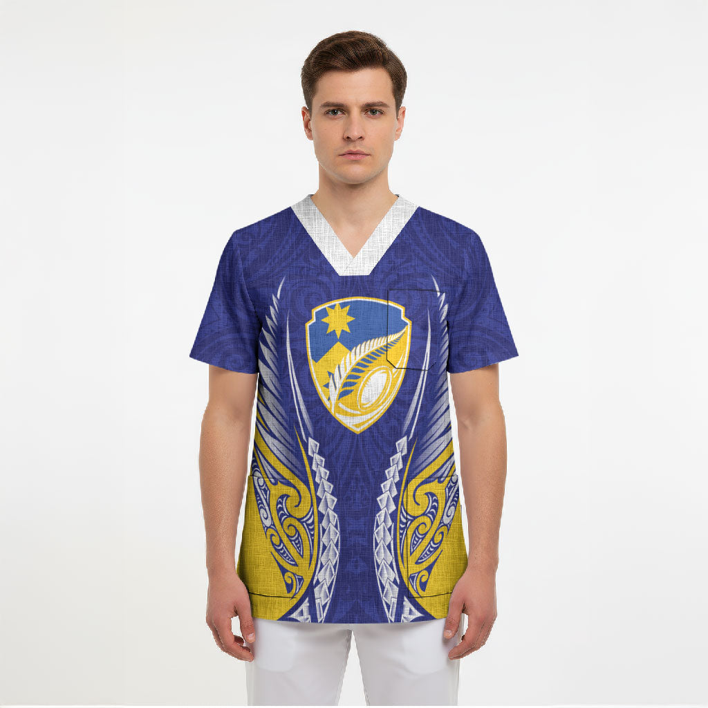 Otago 2026 Rugby Custom Scrub Top NZ Maori Silver Fern LT14 - Polynesian Pride
