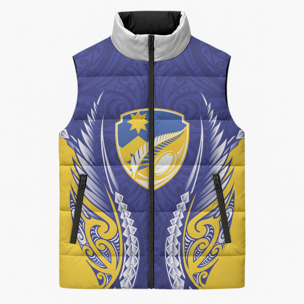 Otago 2026 Rugby Custom Sleeveless Puffer Jacket NZ Maori Silver Fern LT14 Unisex Blue - Polynesian Pride