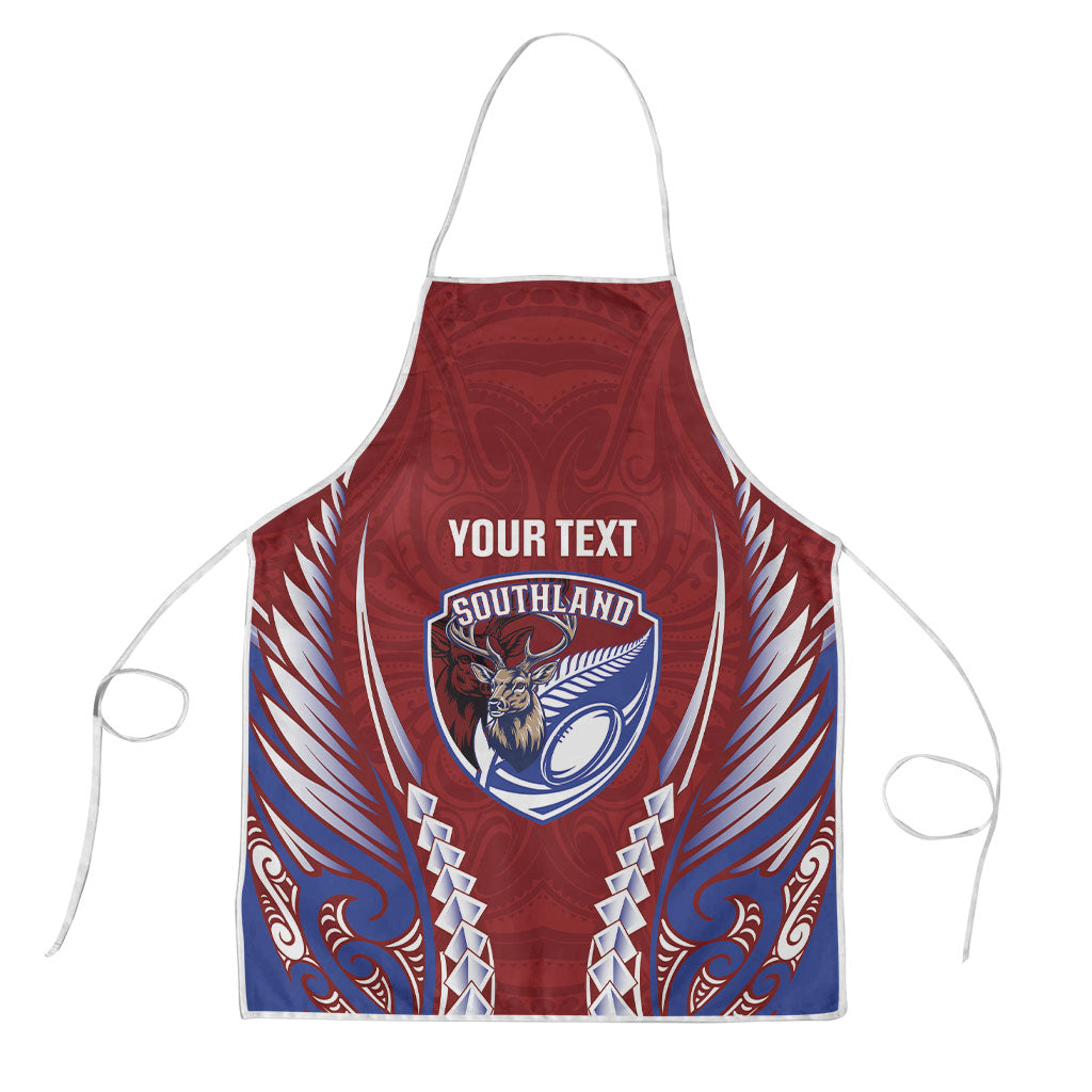 Southland 2026 Rugby Custom Apron NZ Maori Silver Fern LT14 Maroon - Polynesian Pride