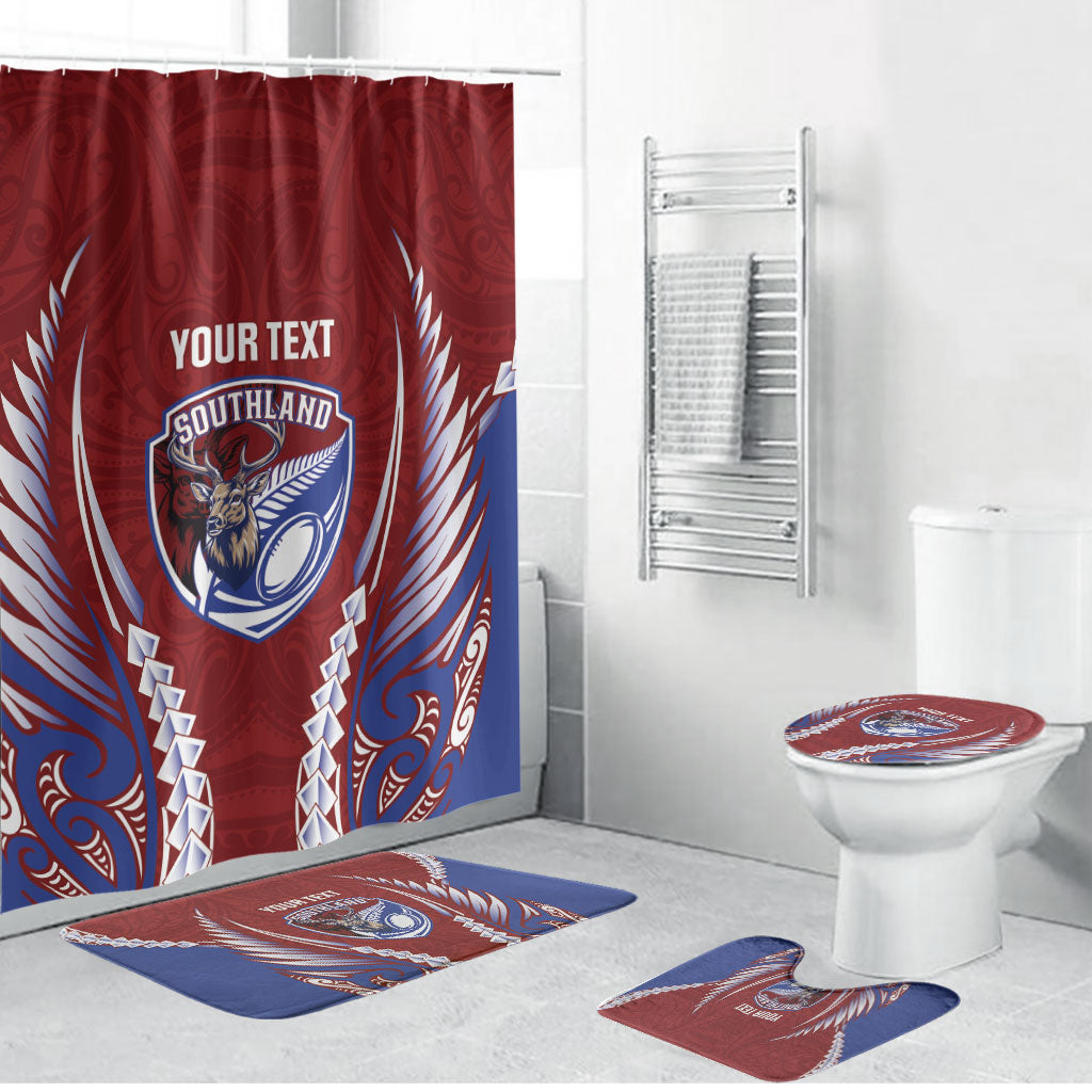 Southland 2026 Rugby Custom Bathroom Set NZ Maori Silver Fern LT14 Bathroom Set (4 pcs) Maroon - Polynesian Pride