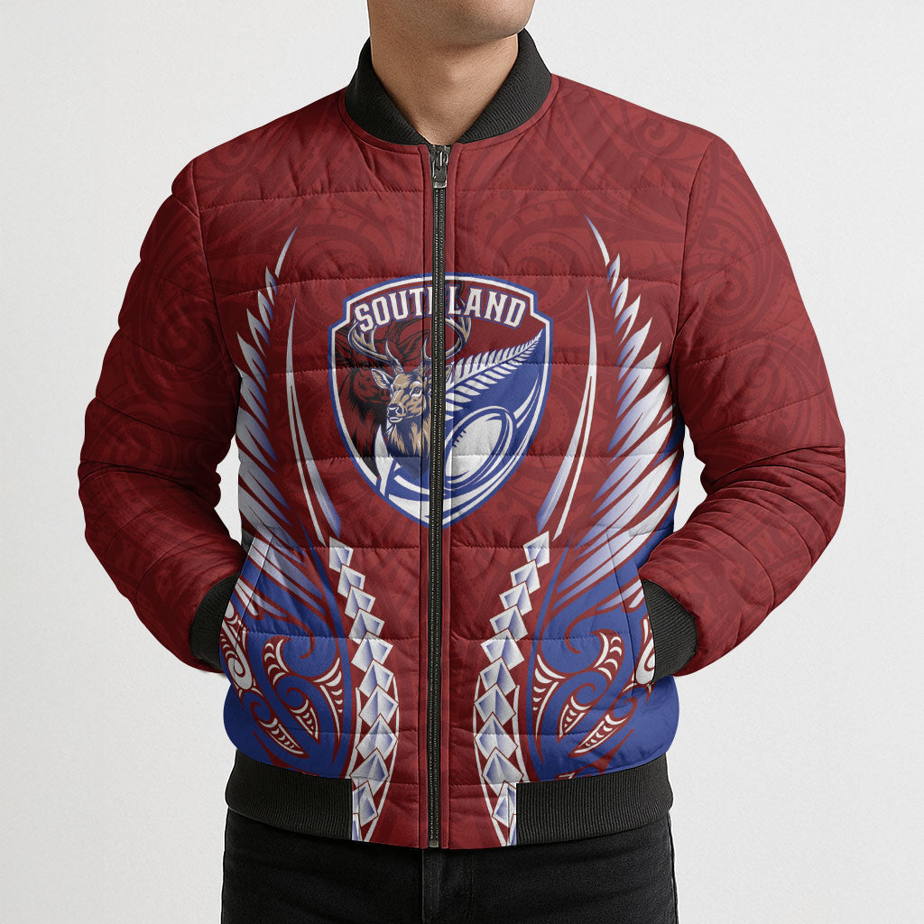 Southland 2026 Rugby Custom Bomber Puffer Jacket NZ Maori Silver Fern LT14 - Polynesian Pride