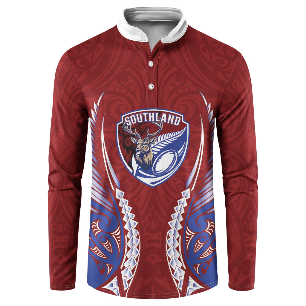 Southland 2026 Rugby Custom Button Sweatshirt NZ Maori Silver Fern LT14 Maroon - Polynesian Pride