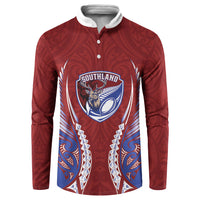 Southland 2026 Rugby Custom Button Sweatshirt NZ Maori Silver Fern LT14 Maroon - Polynesian Pride