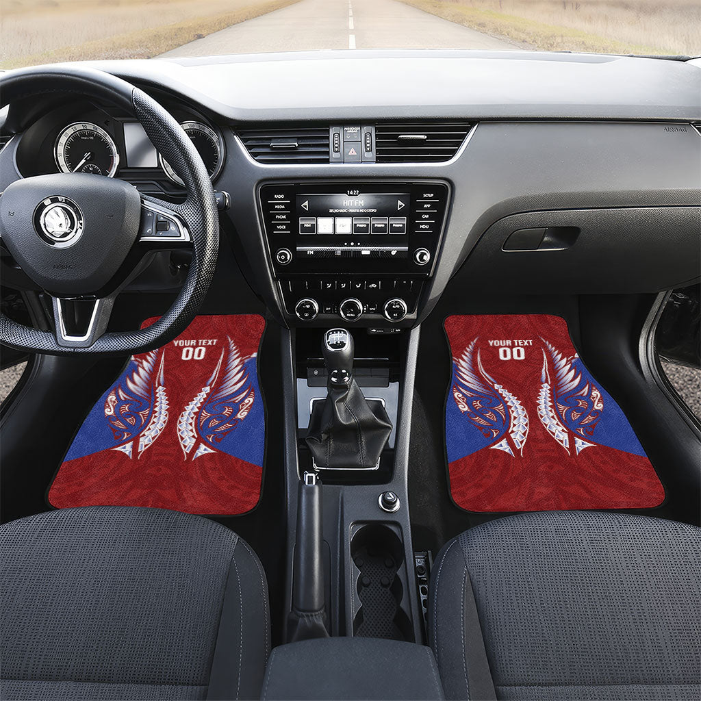 Southland 2026 Rugby Custom Car Mats NZ Maori Silver Fern LT14 Set 2pcs - Front Maroon - Polynesian Pride