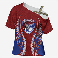 Southland 2026 Rugby Custom Cross Shoulder Shirt NZ Maori Silver Fern LT14 Female Maroon - Polynesian Pride