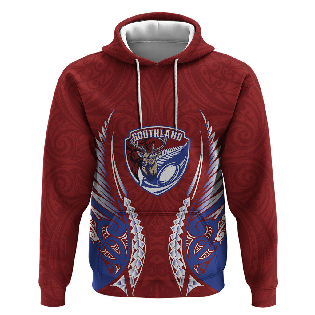Southland 2026 Rugby Custom Hoodie NZ Maori Silver Fern LT14 Pullover Hoodie Maroon - Polynesian Pride