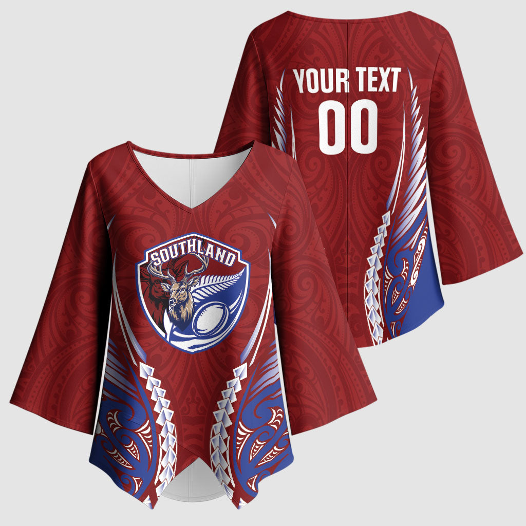 Southland 2026 Rugby Custom Kimono Sleeve Blouse NZ Maori Silver Fern LT14 - Polynesian Pride