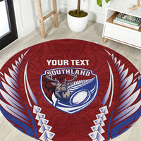 Southland 2026 Rugby Custom Round Carpet NZ Maori Silver Fern LT14 Maroon - Polynesian Pride