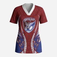 Southland 2026 Rugby Custom Scrub Top NZ Maori Silver Fern LT14 Adult Maroon - Polynesian Pride