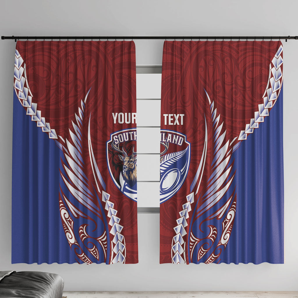 Southland 2026 Rugby Custom Window Curtain NZ Maori Silver Fern LT14 With Hooks Maroon - Polynesian Pride