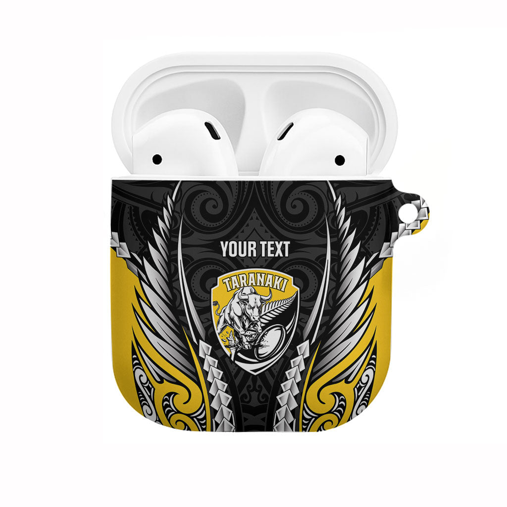 Taranaki 2026 Rugby Custom AirPods Case NZ Maori Silver Fern LT14 Black - Polynesian Pride