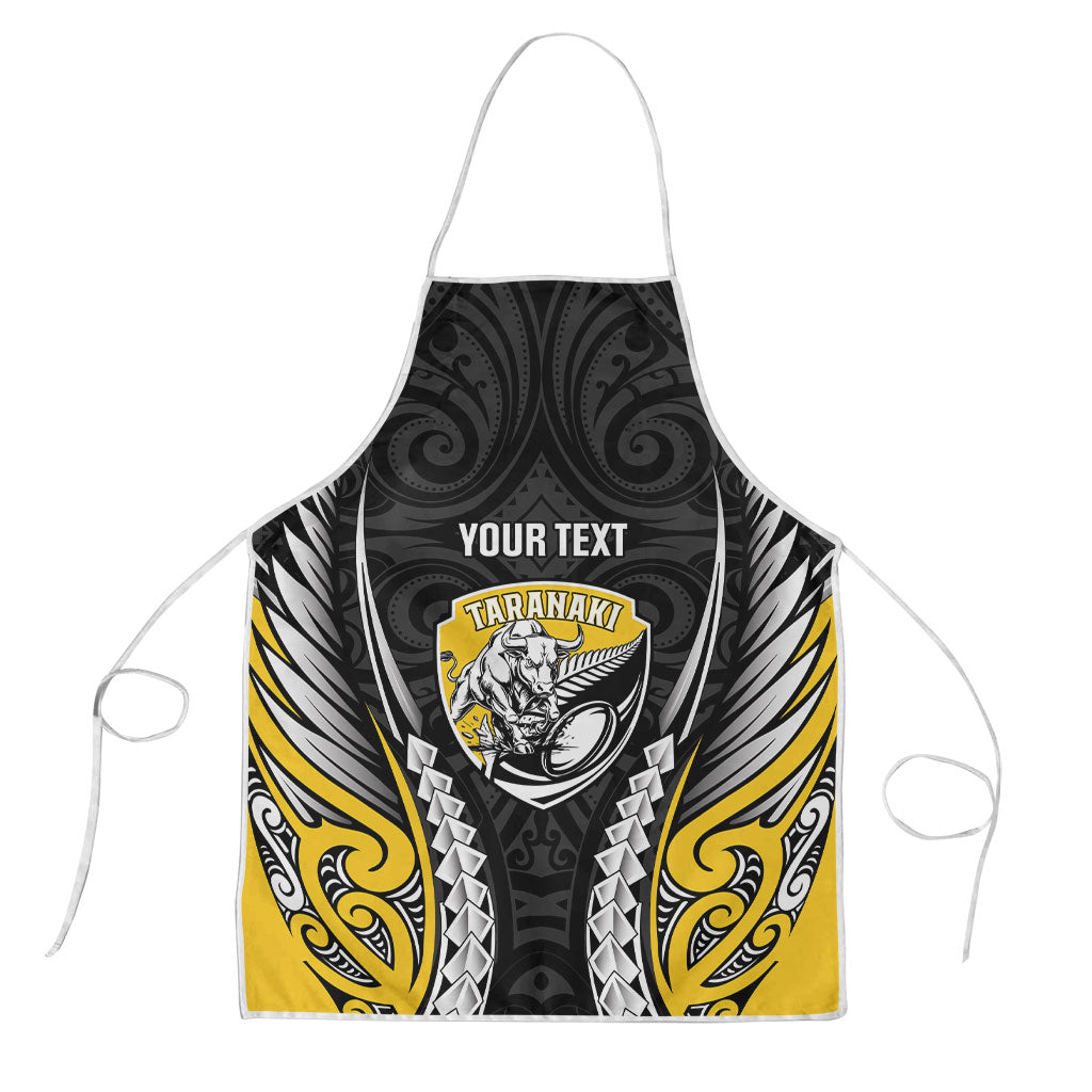 Taranaki 2026 Rugby Custom Apron NZ Maori Silver Fern LT14 Black - Polynesian Pride