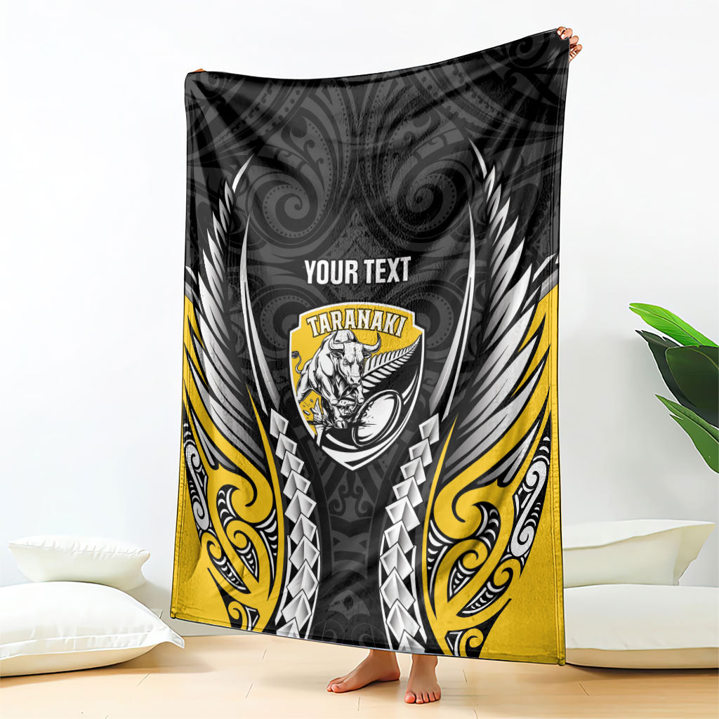 Taranaki 2026 Rugby Custom Blanket NZ Maori Silver Fern LT14 - Polynesian Pride