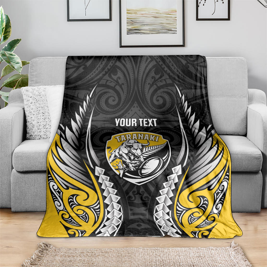 Taranaki 2026 Rugby Custom Blanket NZ Maori Silver Fern LT14 - Polynesian Pride