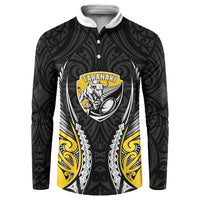 Taranaki 2026 Rugby Custom Button Sweatshirt NZ Maori Silver Fern LT14 Black - Polynesian Pride
