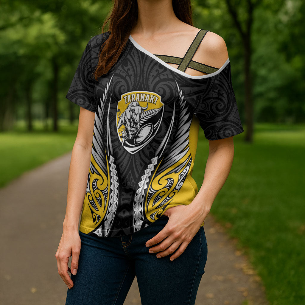Taranaki 2026 Rugby Custom Cross Shoulder Shirt NZ Maori Silver Fern LT14 - Polynesian Pride
