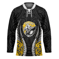 Taranaki 2026 Rugby Custom Hockey Jersey NZ Maori Silver Fern LT14 Unisex Black - Polynesian Pride