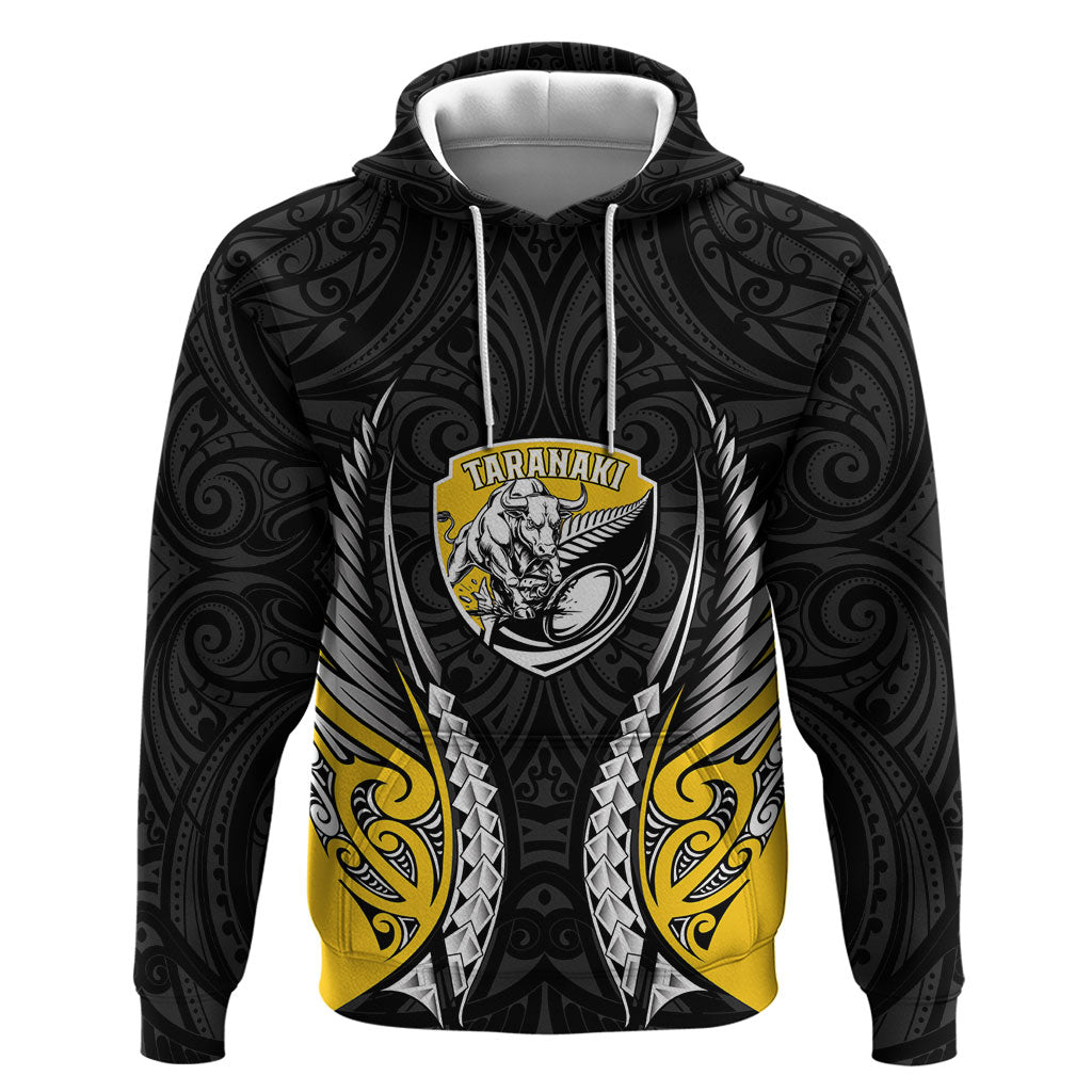 Taranaki 2026 Rugby Custom Hoodie NZ Maori Silver Fern LT14 Pullover Hoodie Black - Polynesian Pride