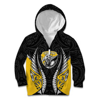 Taranaki 2026 Rugby Custom Kid Hoodie NZ Maori Silver Fern LT14 Zip Hoodie Black - Polynesian Pride